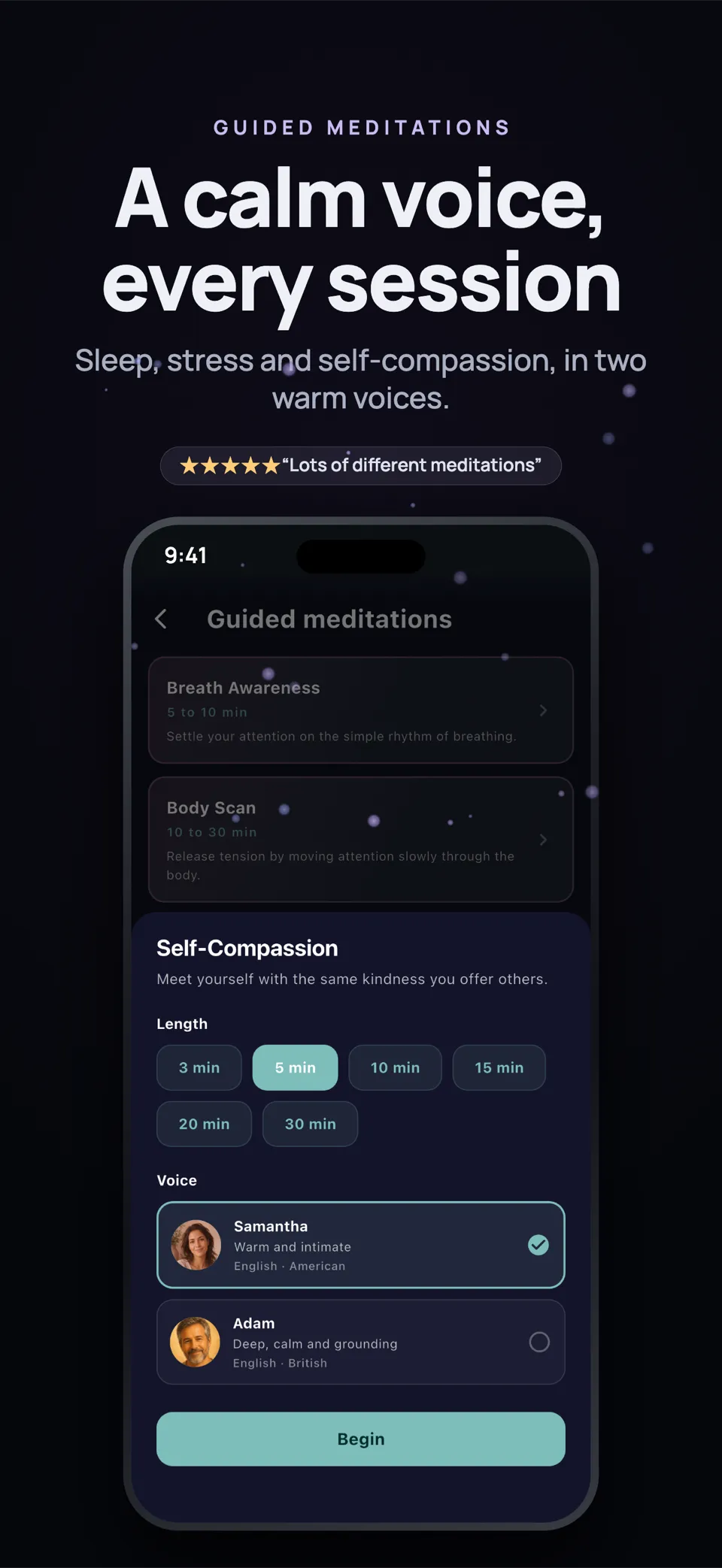 Driftly guided meditations list with native narrator voices