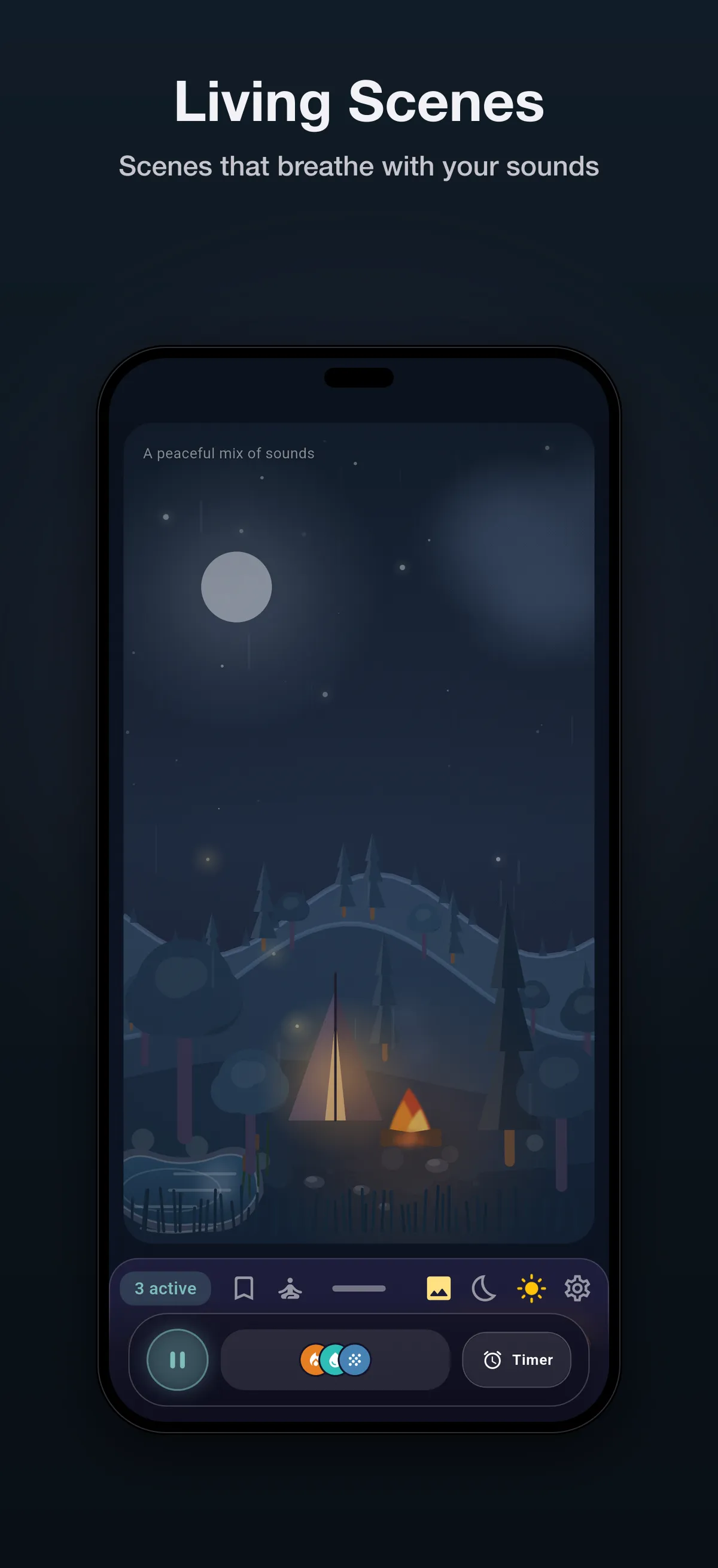Driftly Living Scenes forest reacting to your active sounds